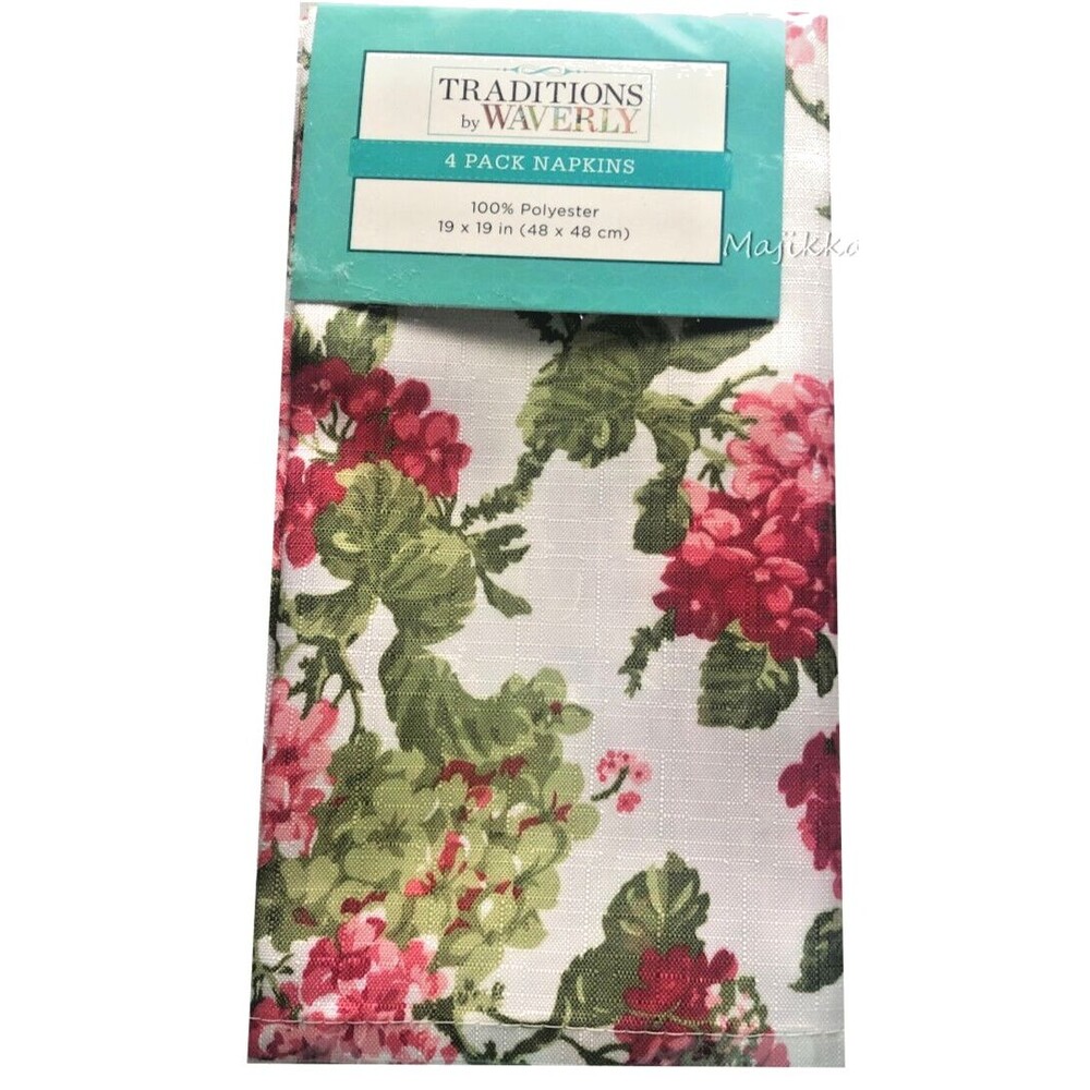 Waverly Napkins Rolling Meadows 19x19" Pink Hydrangea Spring Set of 4